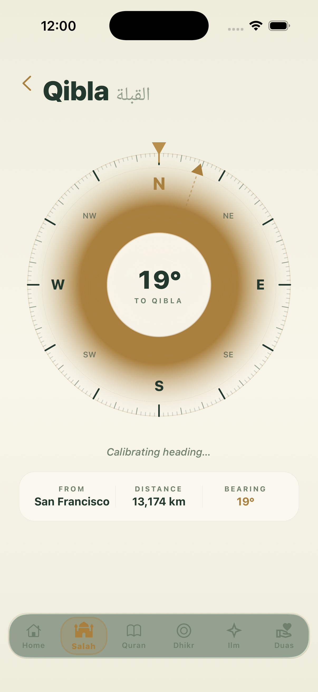 Qibla screen
