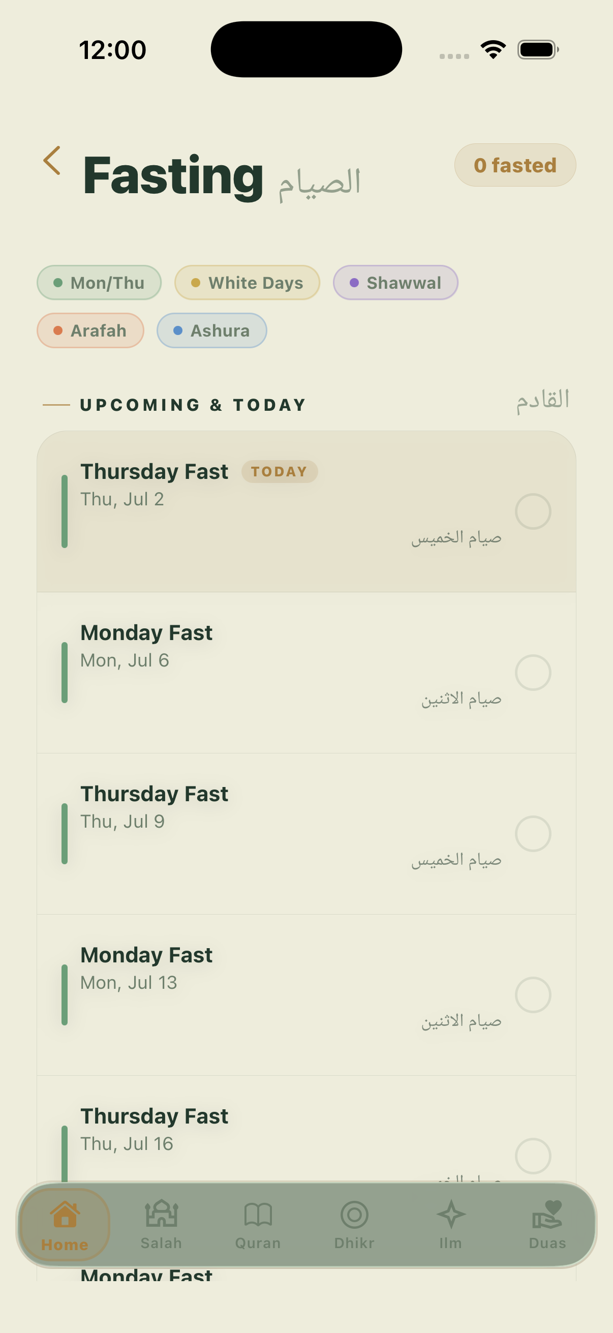 Fasting tracker screen